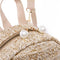 Ladies Fashion Straw Pearl Backpack Zipper Travel Casual Summer Multifunction Shoulder Bag