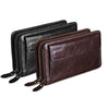 Quality Cowhide Men Clutch Wallets Genuine Leather Long Purses Business Large Capacity Wallet Double Zipper Phone Bag For Male